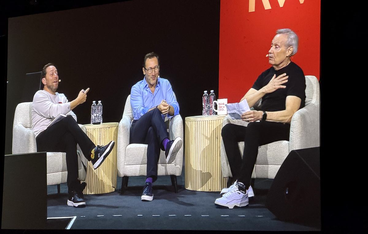 Jason Abrams, Simon Sinek and Gary Keller seated on stage at Mega Camp 2026