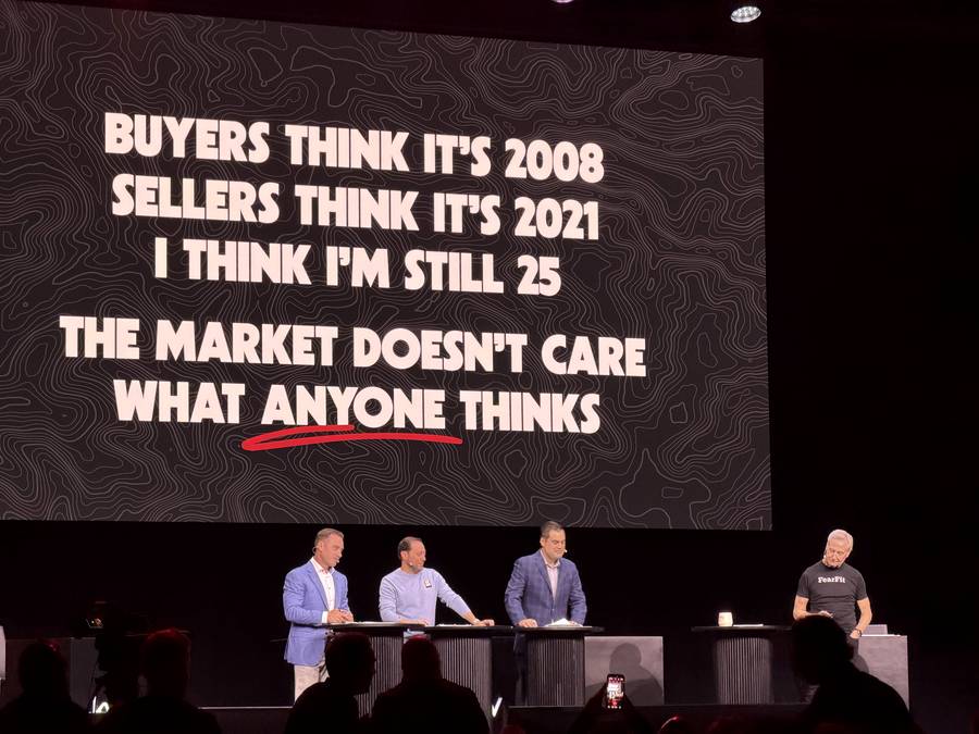Slide reading Buyers think it's 2008, Sellers think it's 2021, I think I'm still 25, the market doesn't care what anyone thinks